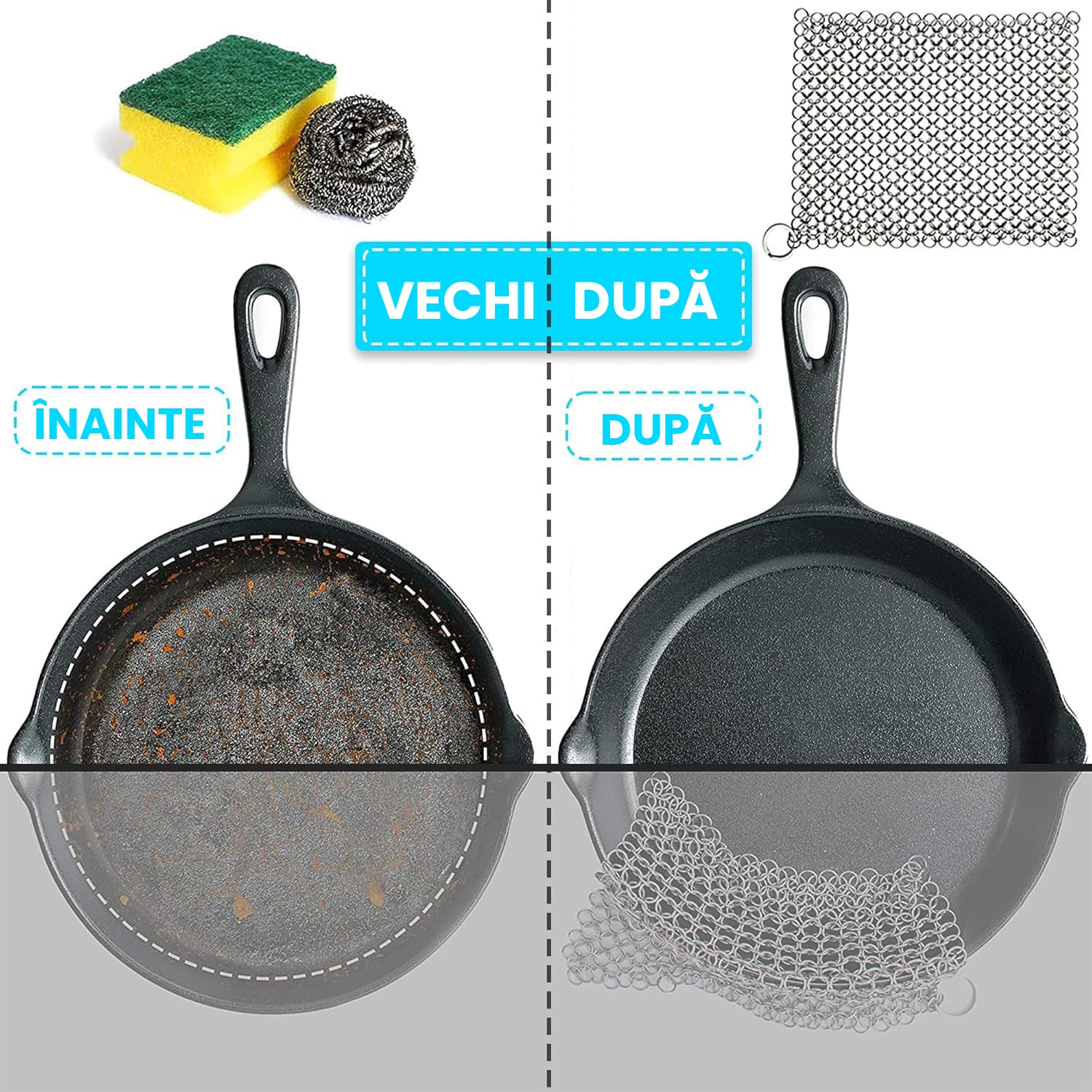 Perie din plasă de inox pentru curățarea vaselor