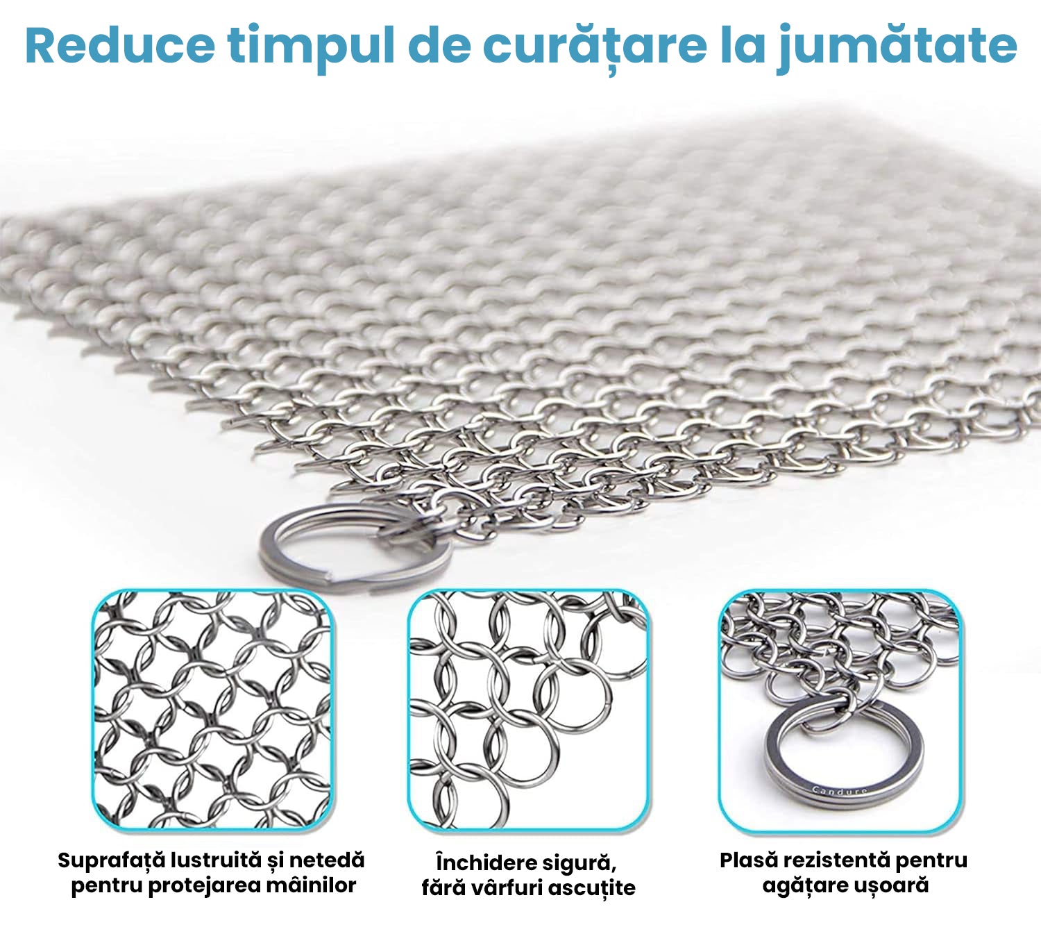 Perie din plasă de inox pentru curățarea vaselor