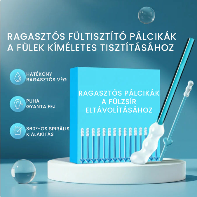 Kíméletes, tapadós fültisztító pálcikák