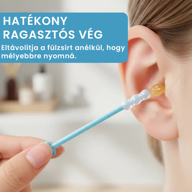 Kíméletes, tapadós fültisztító pálcikák