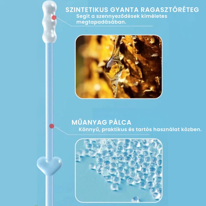Kíméletes, tapadós fültisztító pálcikák